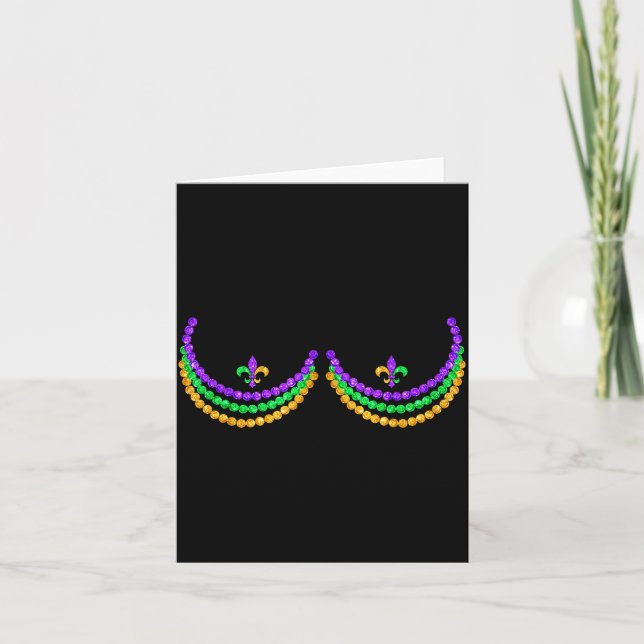 Shirt Mardi Gras Funny Beads S Outline Costume Hum Karte (Vorderseite)