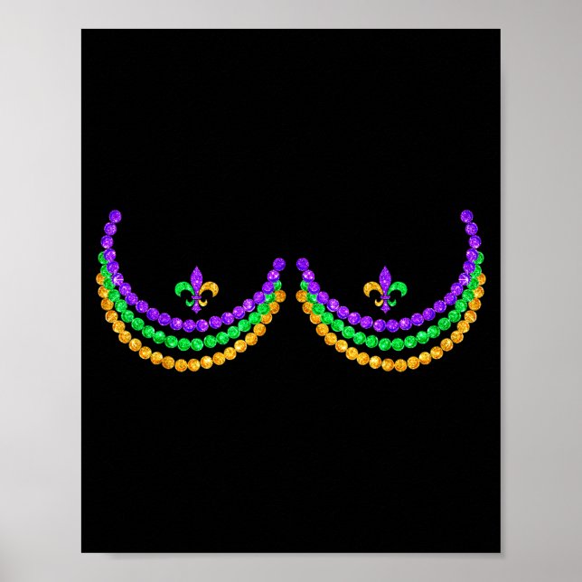 Shirt Mardi Gras Funny Beads S Outline Costume Hum Poster (Vorne)