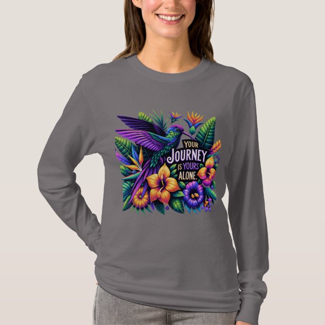 Shirt mit langer Hülle, inspirierendes Zitat-Shirt (Vorderseite)