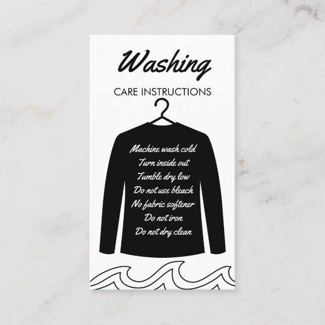 Shirt mit schwarzem Langschlauch mit Waschhilfe Visitenkarte (Vorderseite)