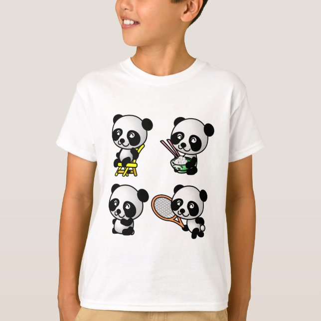 Shirt mit VIER PANDAS - wählen Sie Art - (Vorderseite)