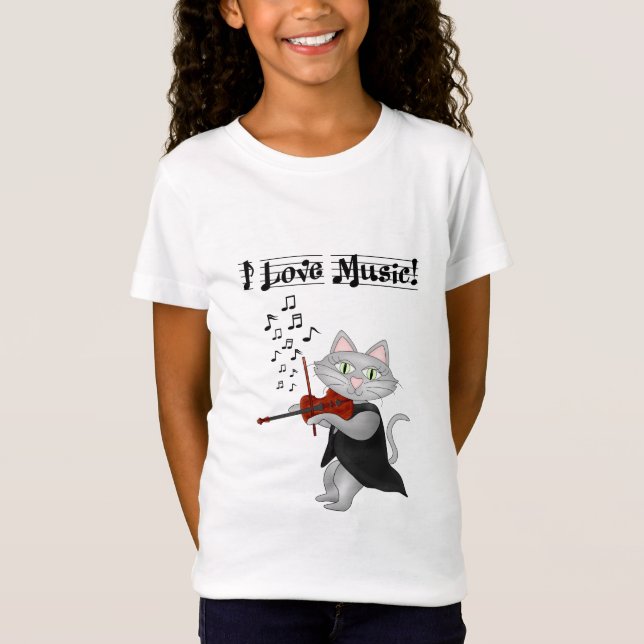 Shirt Niedliche Katzen Liebe Musikalisch Violine (Vorderseite)