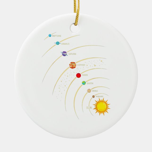 Shirt-Planeten des Sonnensystems und Lernhilfe im  Keramik Ornament (Vorne)
