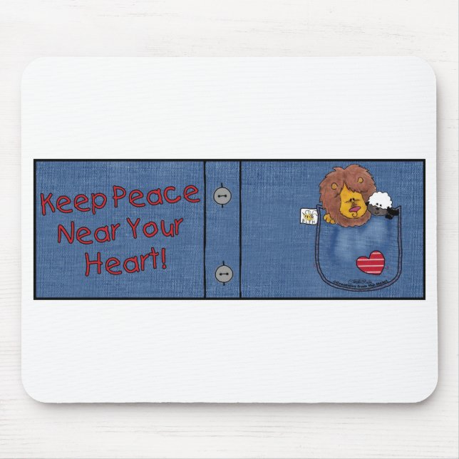 Shirt-Pocket-Pals für Löwen und Lamm Mousepad (Vorne)