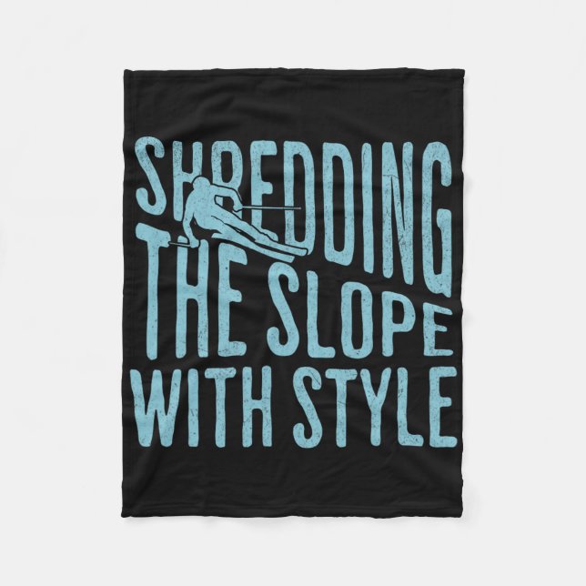 Shirt Skifahren Pisten Schreddern Winterspur Fleecedecke (Vorderseite)