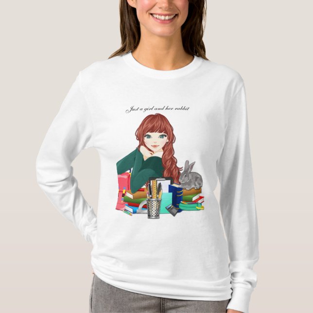 Shirt von Mädchen und Kaninchen (Vorderseite)