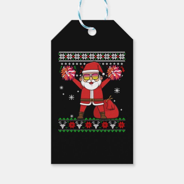 Shirt Weihnachts Cheerleading Weihnachtsmann Geschenkanhänger (Vorderseite)