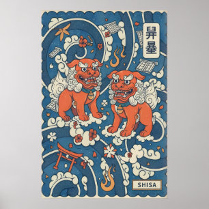 Shisa-Wandkunst Bold Okinawan Design Poster