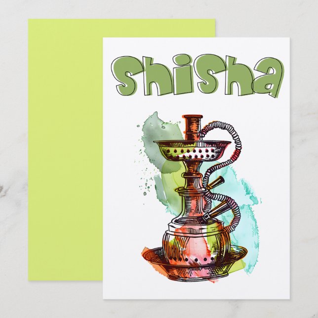 Shisha Hookah Arguileh ش ي ش ي ا ر ج ل ة ة Einladung (Vorne/Hinten)