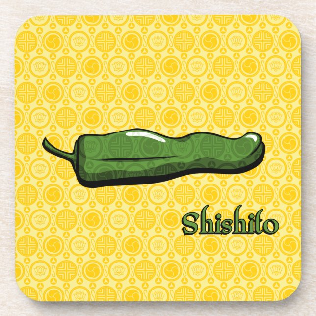 Shishito-Chili-Pfeffer-Plastikuntersetzer Getränkeuntersetzer (Vorderseite)