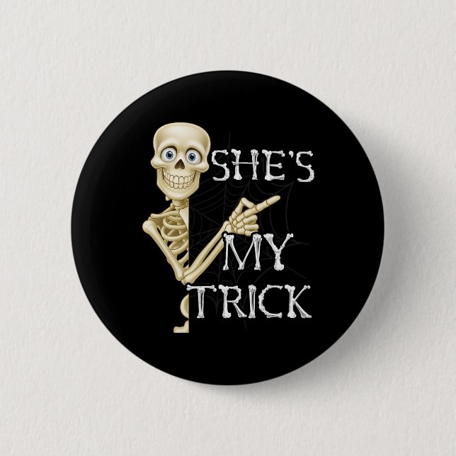 Shit My Trick Skeleton Matching Couple Halloween C Button (Vorderseite)