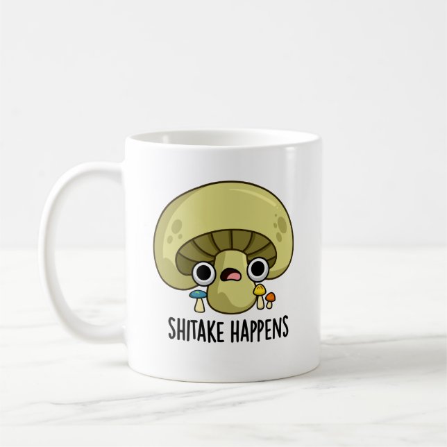 Shitake Happens Funny Mushroom Pub Kaffeetasse (Links)