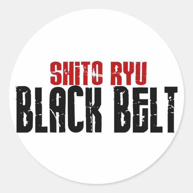 Shito Ryu Black Belt Karate Runder Aufkleber (Vorderseite)