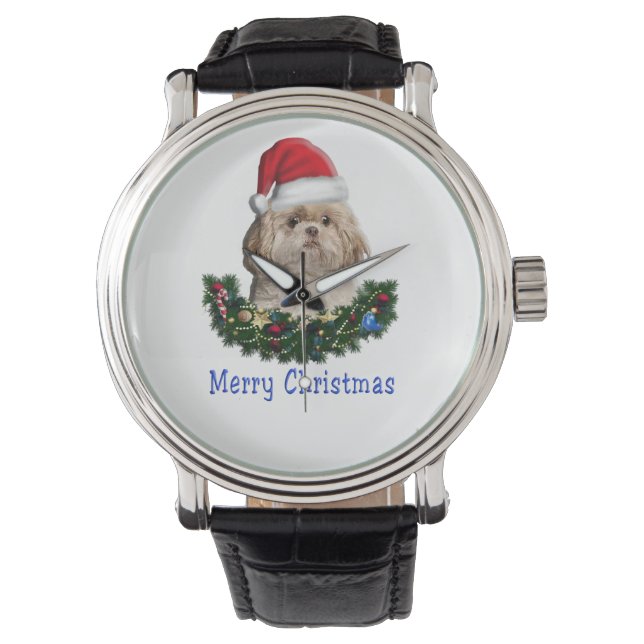 Shitzu Weihnachtsgeschenke Armbanduhr (Vorderseite)