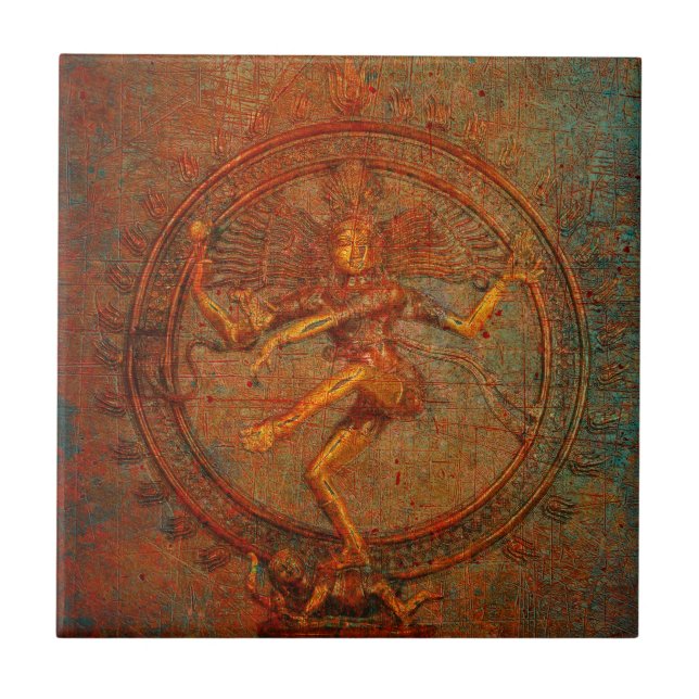 Shiva auf beunruhigter Hintergrund-Überlagerung Fliese (Vorderseite)