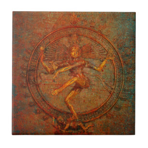 Shiva auf überlagerter bedruckter Hintergrund Fliese