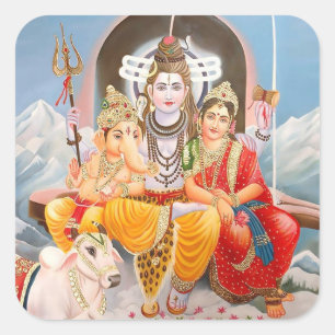 Shiva Familien-Aufkleber Quadratischer Aufkleber