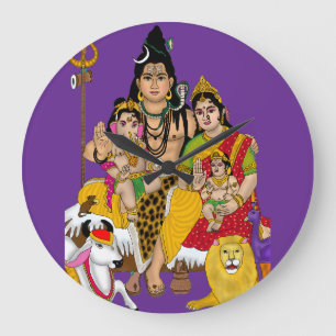 Shiva-Familien-Wanduhr Große Wanduhr