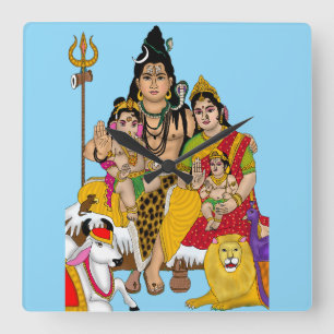 Shiva-Familien-Wanduhr Quadratische Wanduhr