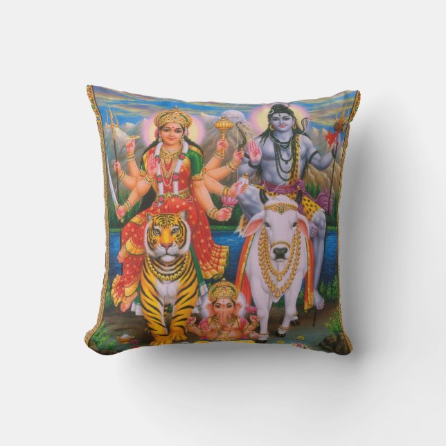 Shiva Parvati Ganesha Kissen (Vorderseite)