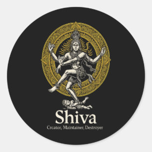 Shiva Schöpfer Erhalter Zerstörer Nataraja Hindu V Runder Aufkleber