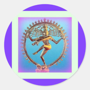 Shiva Tanzen im violetten Mystizismus durch Runder Aufkleber