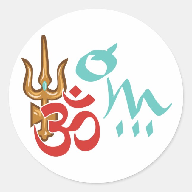 Shiva Trishula OM Runder Aufkleber (Vorderseite)