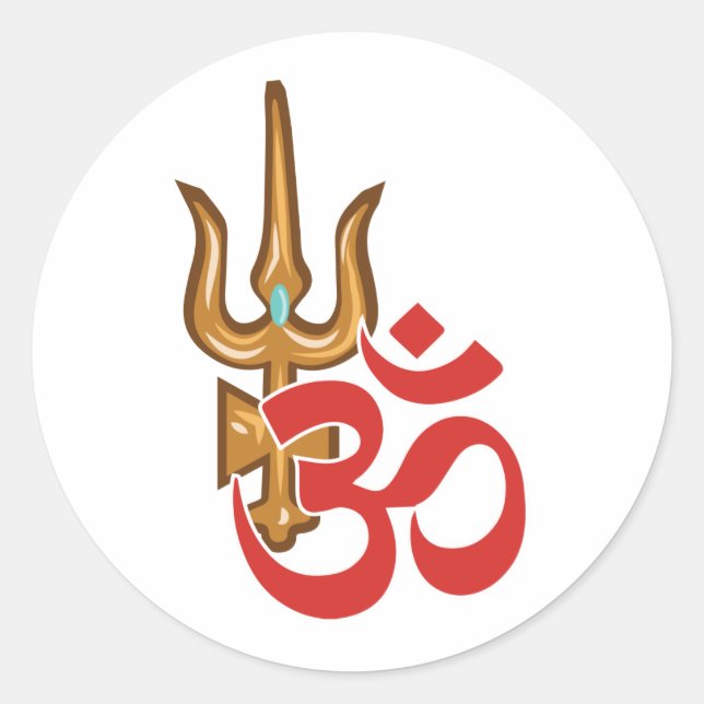 Shiva Trishula Runder Aufkleber (Vorderseite)