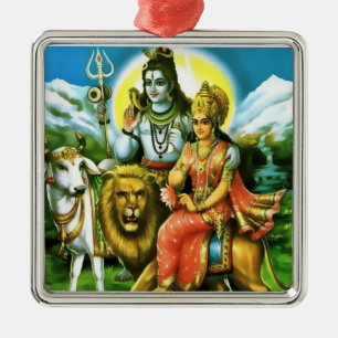 Shiva u. Parvati Verzierung Ornament Aus Metall