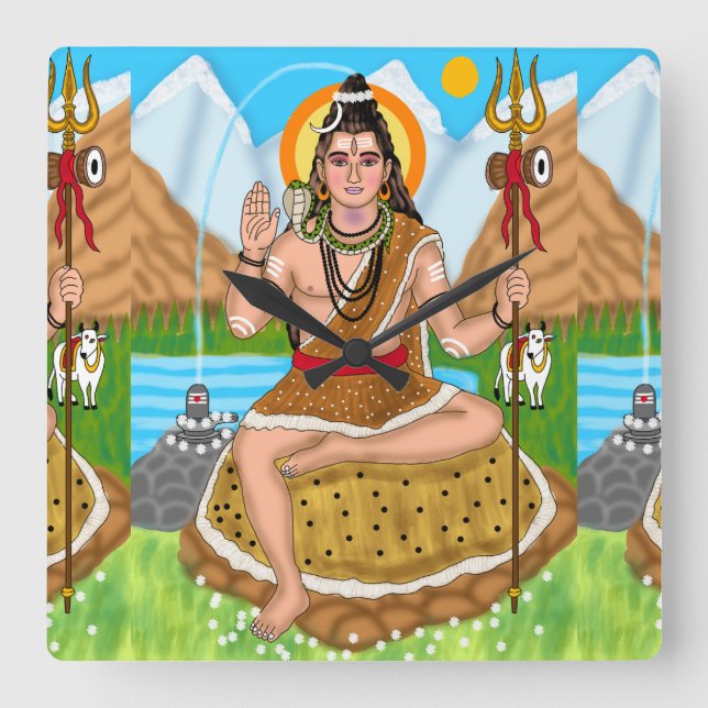 Shiva-Uhr Quadratische Wanduhr (Vorderseite)