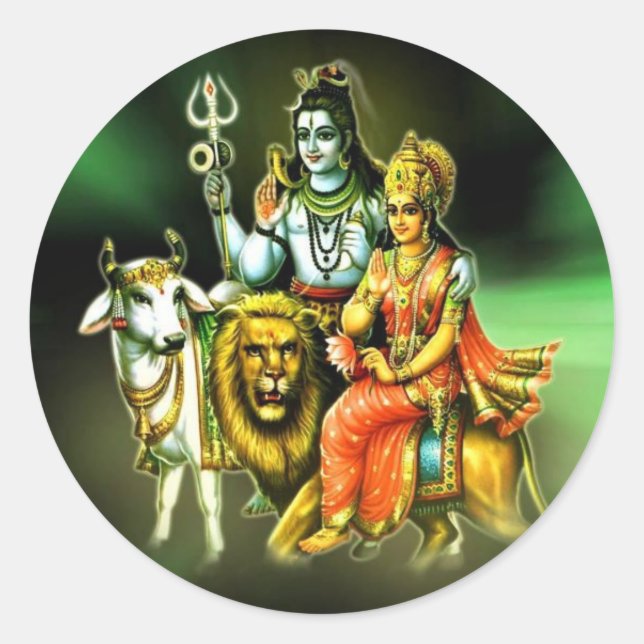 SHIVA UND PARVATHI RUNDER AUFKLEBER (Vorderseite)