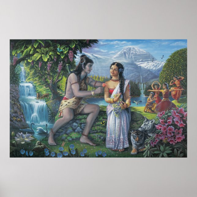 Shiva und Parvati -36 X 24 in. Drucken Poster (Vorne)