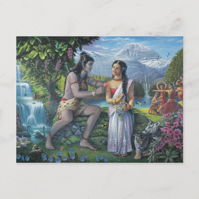 Shiva und Parvati - Das alles Ausgefallene Paar Postkarte (Vorderseite)