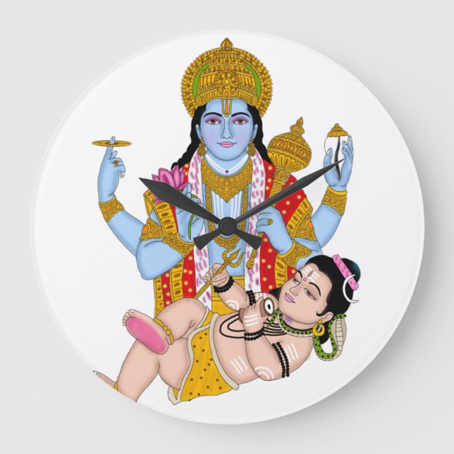 Shiva & Vishnu Clock – Divine Wall Decor & Home De Große Wanduhr (Vorderseite)