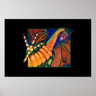 Shivan Dragon druckt schwarz Poster