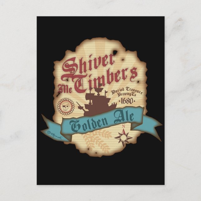 Shiver Me Timbers-Label Postkarte (Vorderseite)
