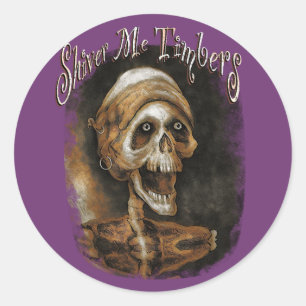 Shiver me Timbers - Skeleton Pirate Runder Aufkleber