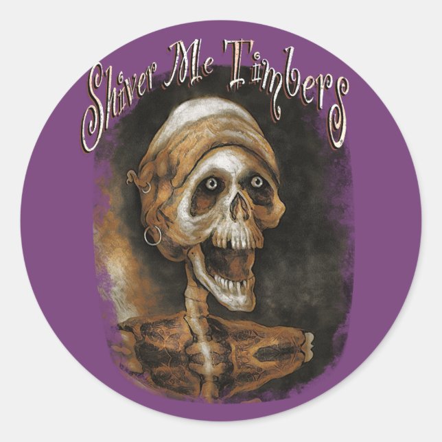 Shiver me Timbers - Skeleton Pirate Runder Aufkleber (Vorderseite)