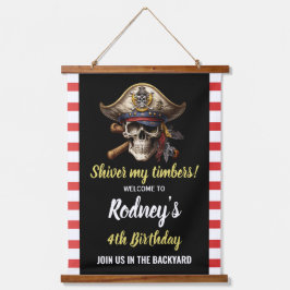 Shiver My Tembers Pirate Party Wandteppich Mit Holzrahmen