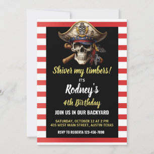 Shiver My Timbers Pirate Thema Geburtstagseinladun Einladung
