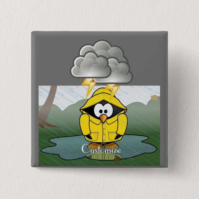 Shivering Rainy Day Pinguin Thunder_Cove Button (Vorderseite)