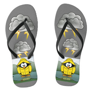 Shivering Rainy Day Pinguin Thunder_Cove Flip Flops