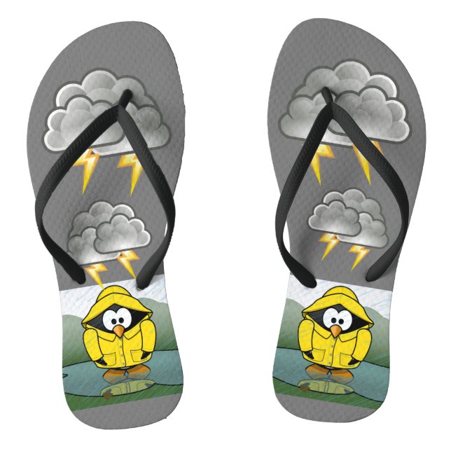 Shivering Rainy Day Pinguin Thunder_Cove Flip Flops (Fußbett)