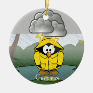 Shivering Rainy Day Pinguin Thunder_Cove Keramik Ornament
