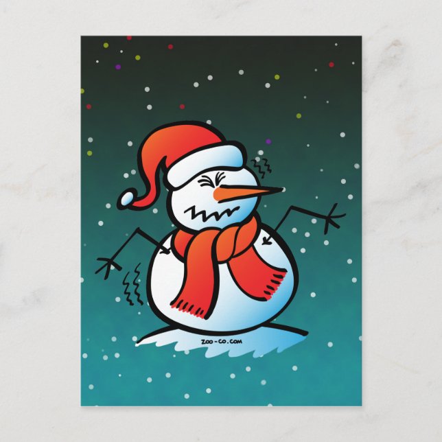 Shivering Snowman Postkarte (Vorderseite)