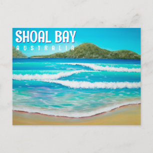 Shoal Bay Australia Beach Blue Waves Malerei Postkarte