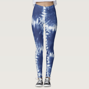 Shobori Gefärbte Krawatte Druckmuster Blau Leggings