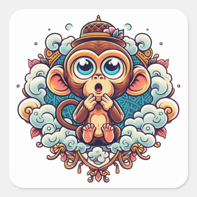 Shocked Cute Monkey Sticker Sheet (Vorderseite)