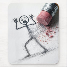 Shocked Stick Figure Man with Eraser Mousepad