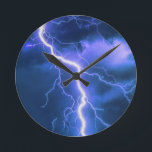 Shocking Lightning Strike   Runde Wanduhr<br><div class="desc">Please visit my store for more interesting design and more color choice.
=> zazzle.com/colorfulworld*</div>